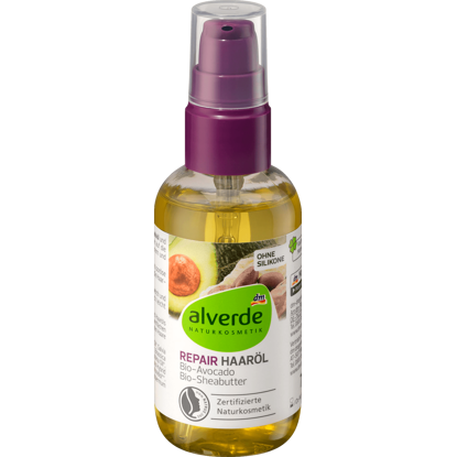 Alverde Huile Capillaire Réparatrice d'Avocat Bio, Beurre de Karité Bio, 75 ml